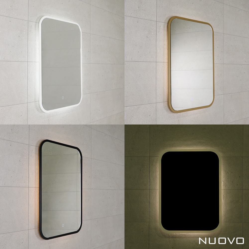 [누오보] 아크 와이드 라운드 사각 LED 간접조명 거울 600
