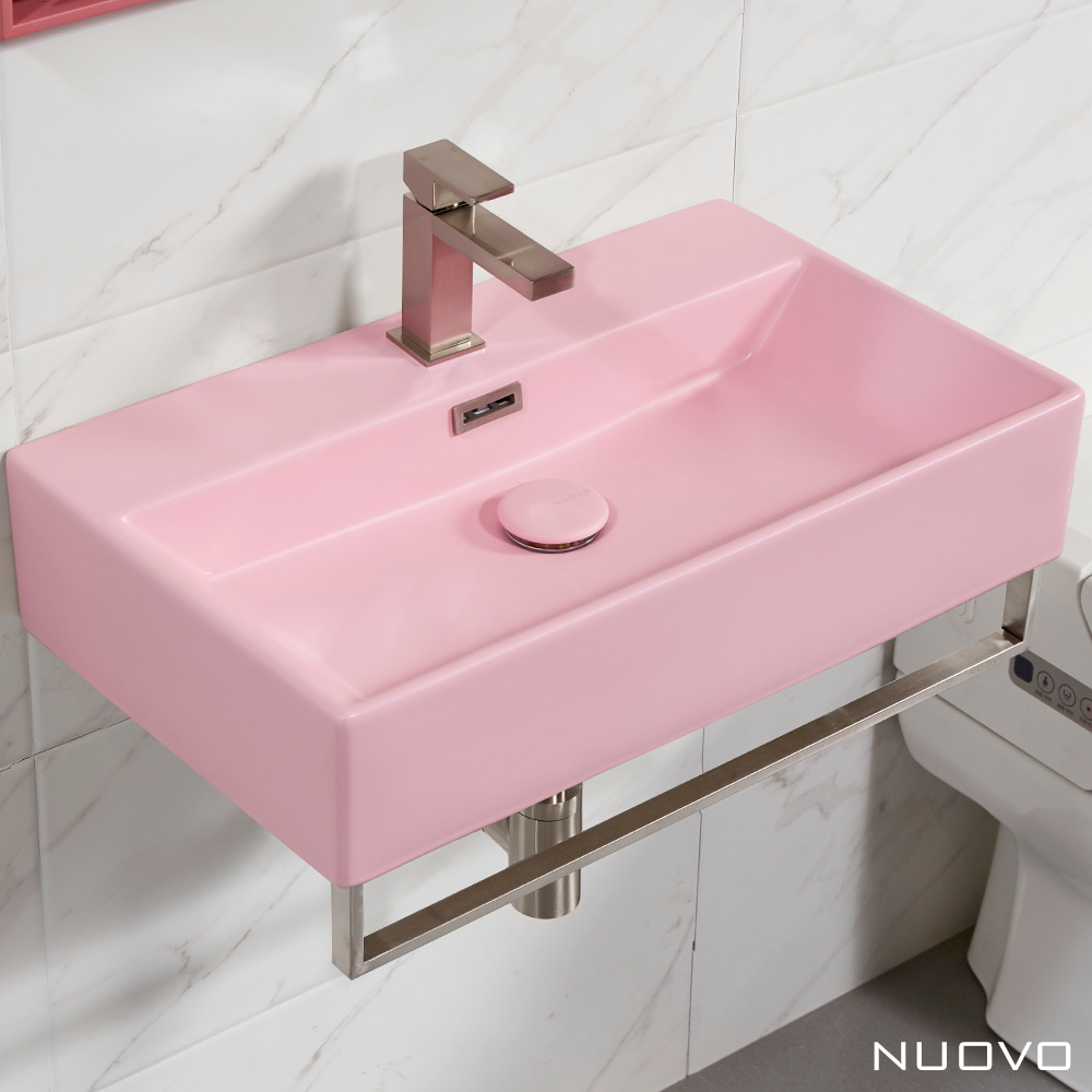 [누오보] 수건걸이 164 6035MP (600) 매트 핑크 벽걸이 세면기