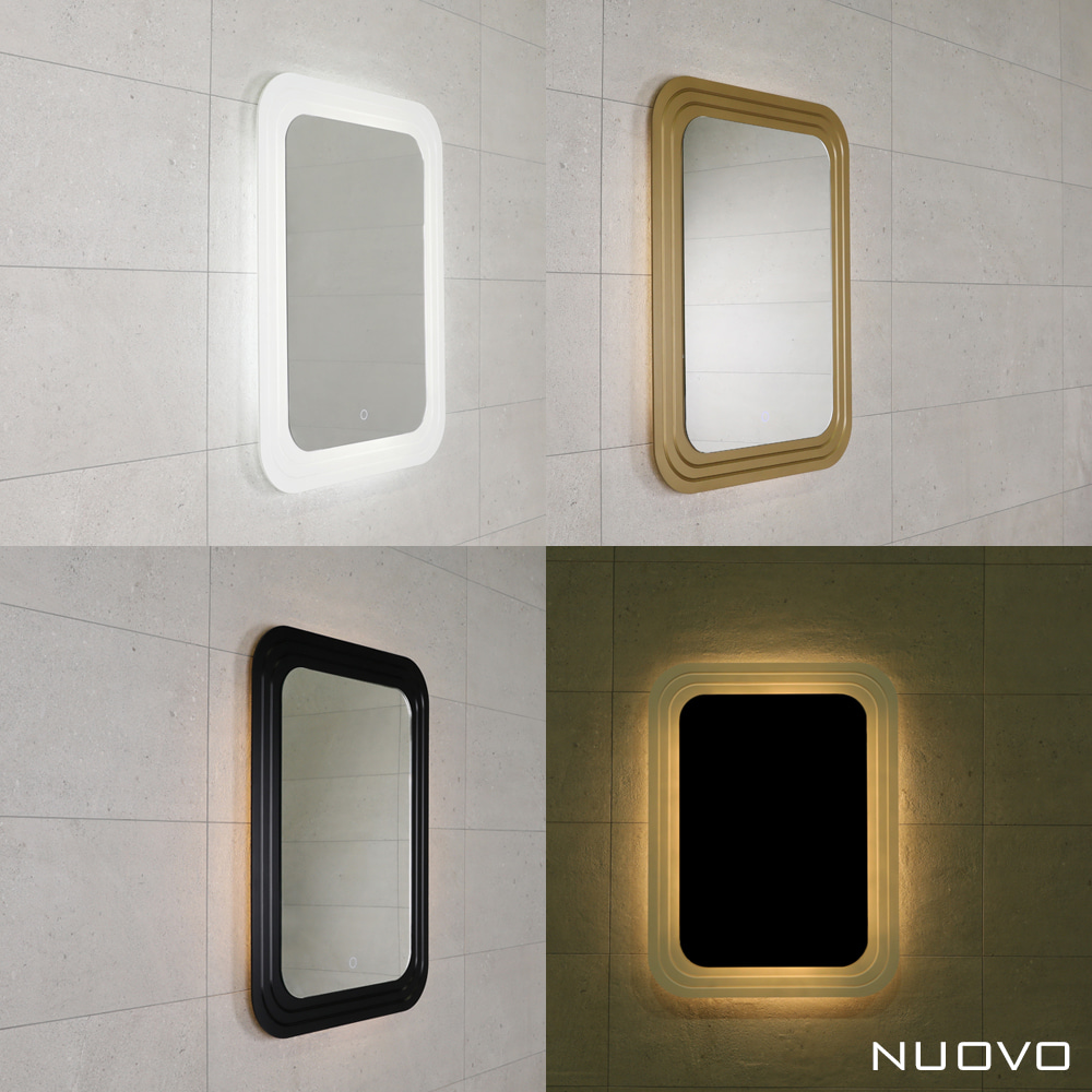 [누오보] 아크 투라인 라운드 사각 LED 간접조명 거울 600