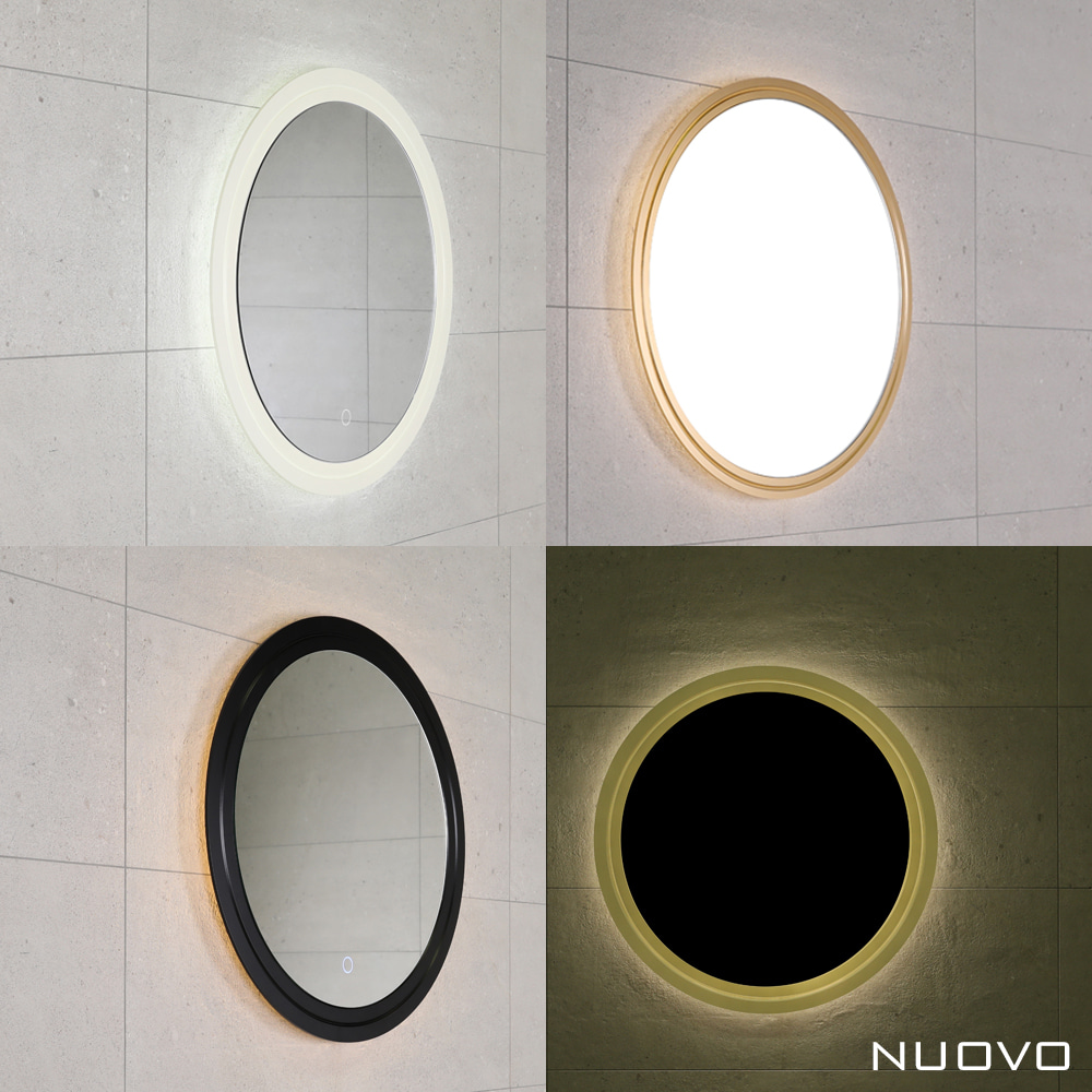 [누오보] 아크 원라인 원형 LED 간접조명 거울 600